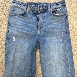American Eagle Outfitters Blue Boyfriend Jeans with Distressed Details